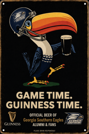 Georgia Southern Eagles Guinness Game Time Metal-Style Sign