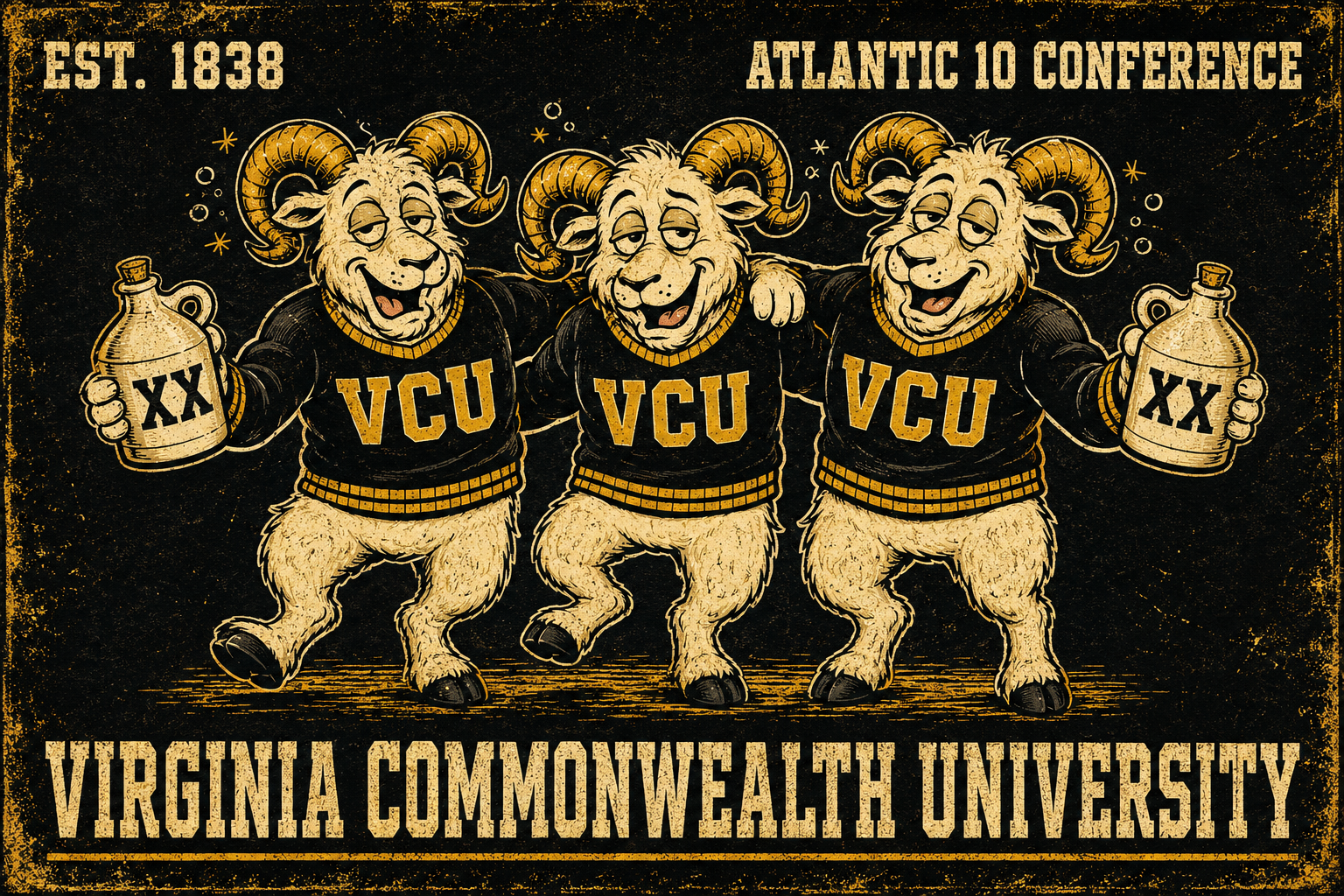 VCU Rams Atlantic 10 Vintage-Style Wall Art