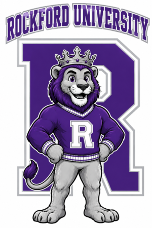 Rockford University Purple Lion Mascot Artwork