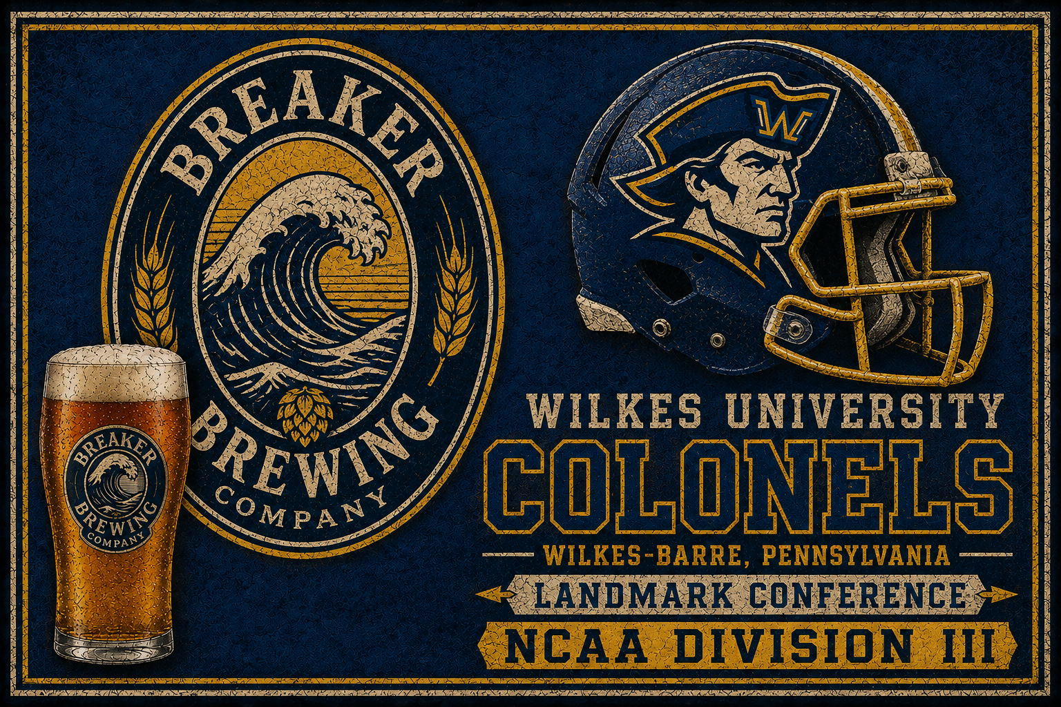 Wilkes University Colonels Vintage-Style Brewing Wall Art