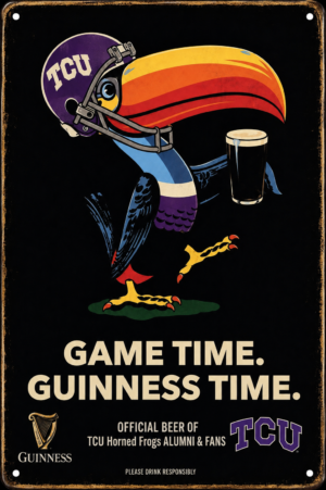 TCU Horned Frog Guinness Game Time Metal Wall Sign