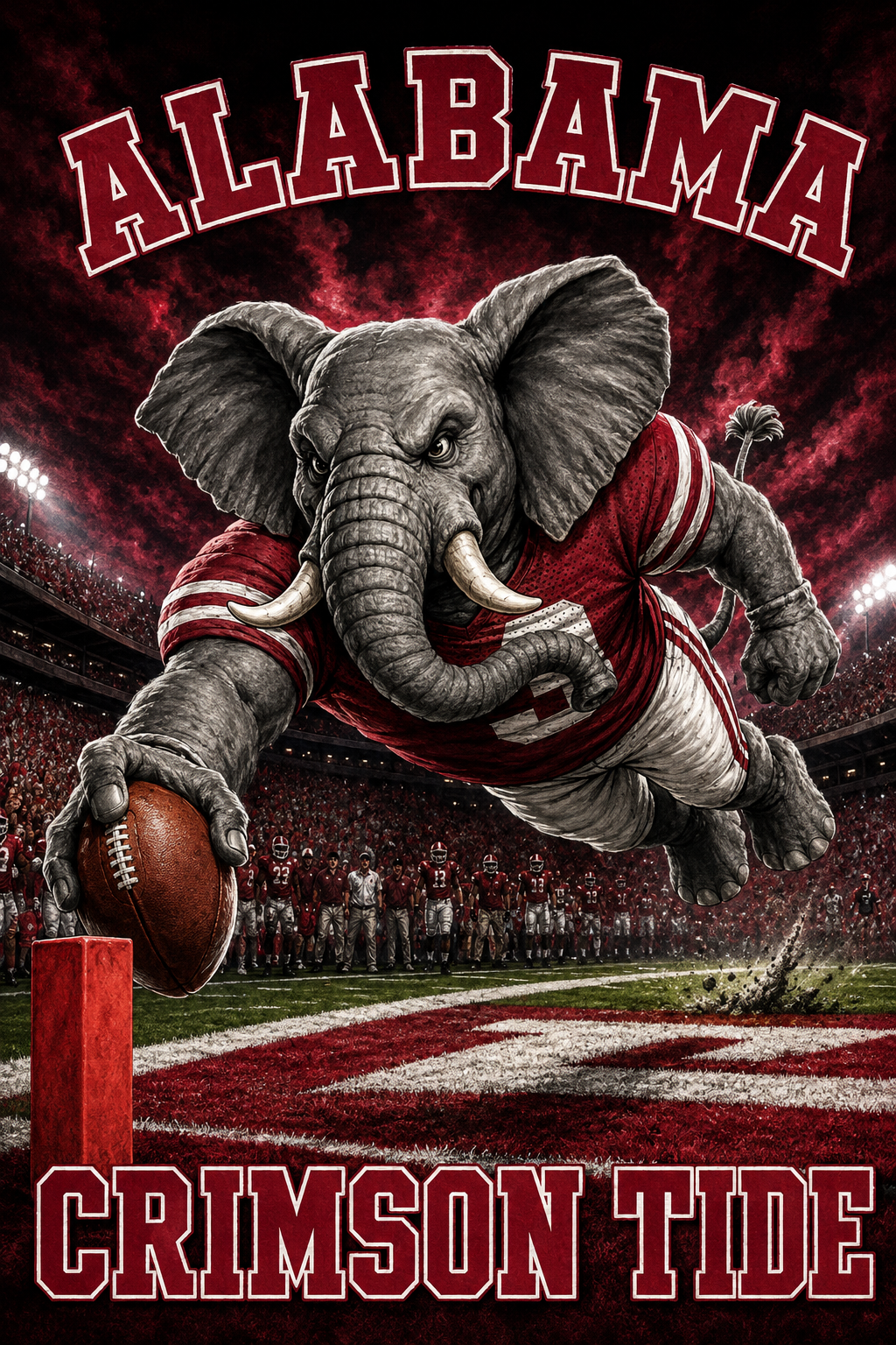 Alabama Crimson Tide Elephant Football Wall Art
