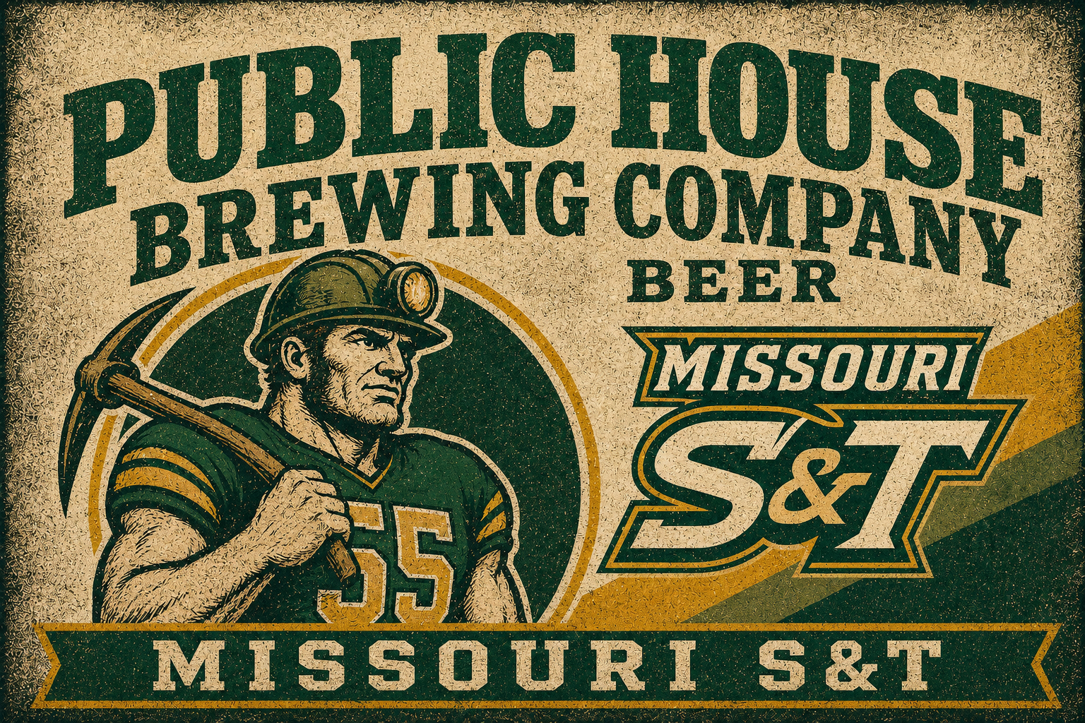 Public House Brewing Company Missouri S&T Vintage-Style Sign