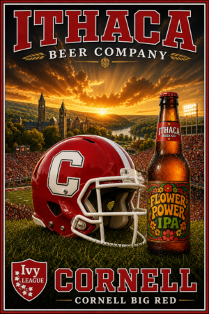 Ithaca Beer Company Cornell Big Red Football Poster