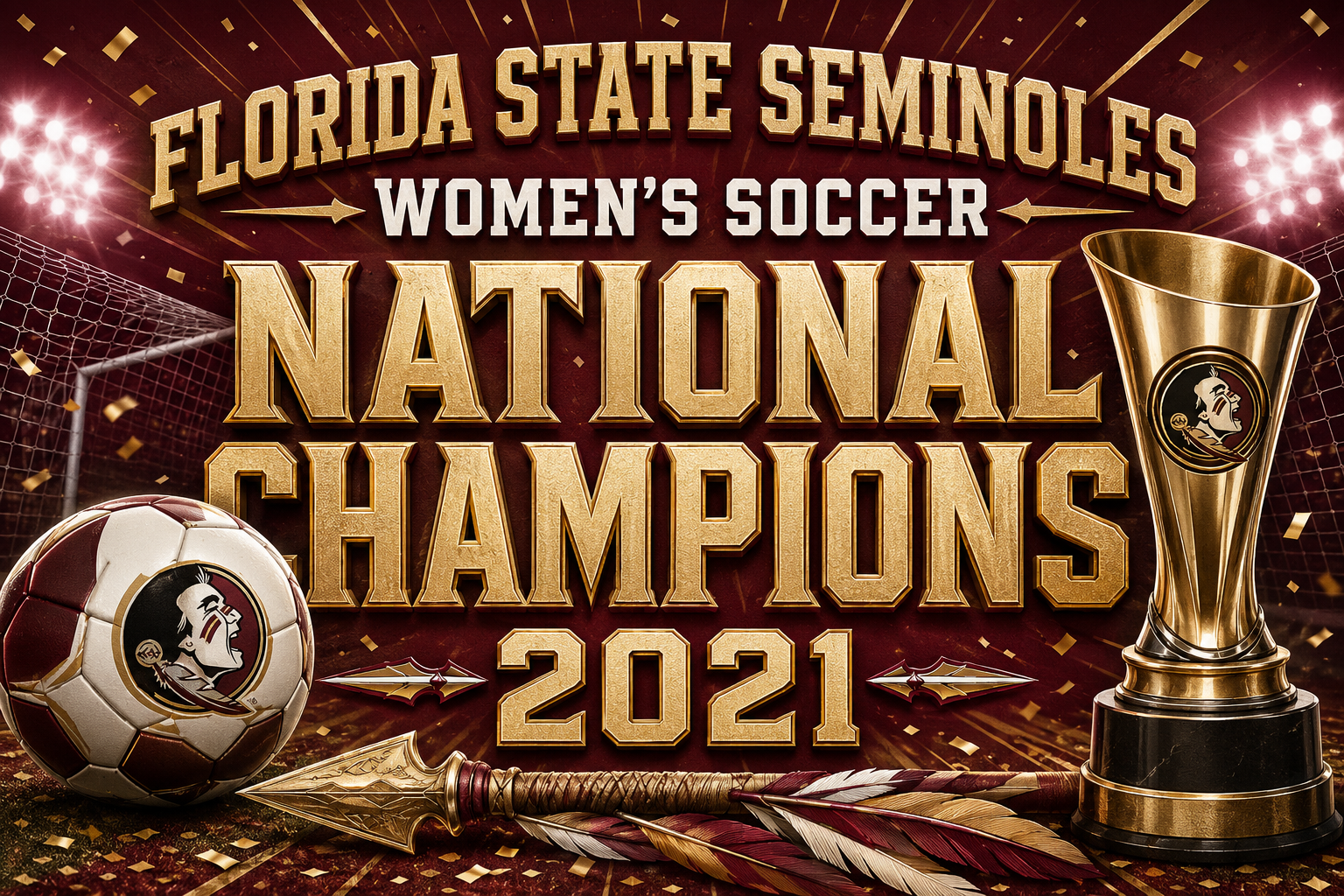 Florida State Seminoles Women’s Soccer 2021 Champions Poster