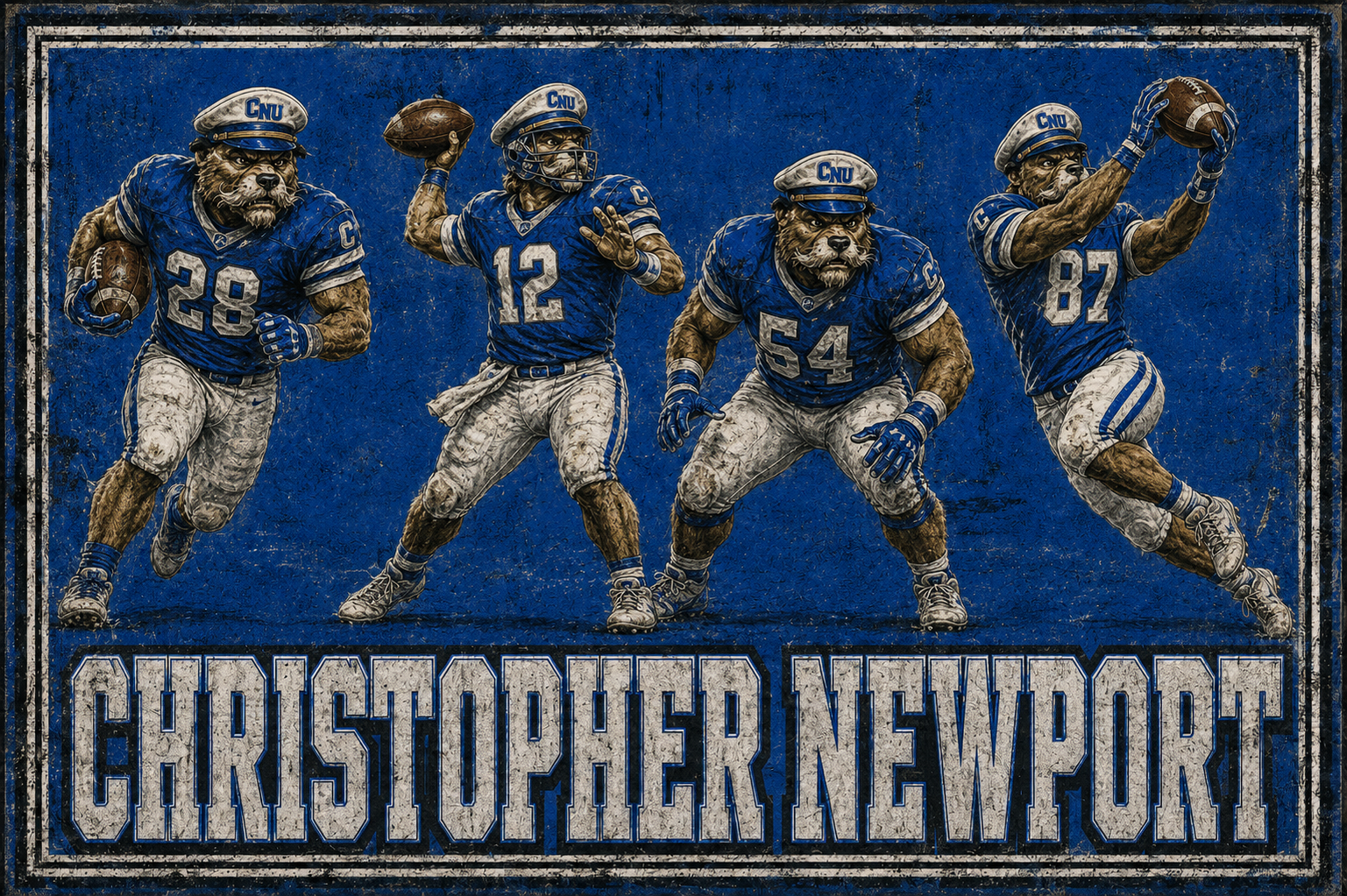 Christopher Newport CNU Football Players Vintage-Style Wall Art