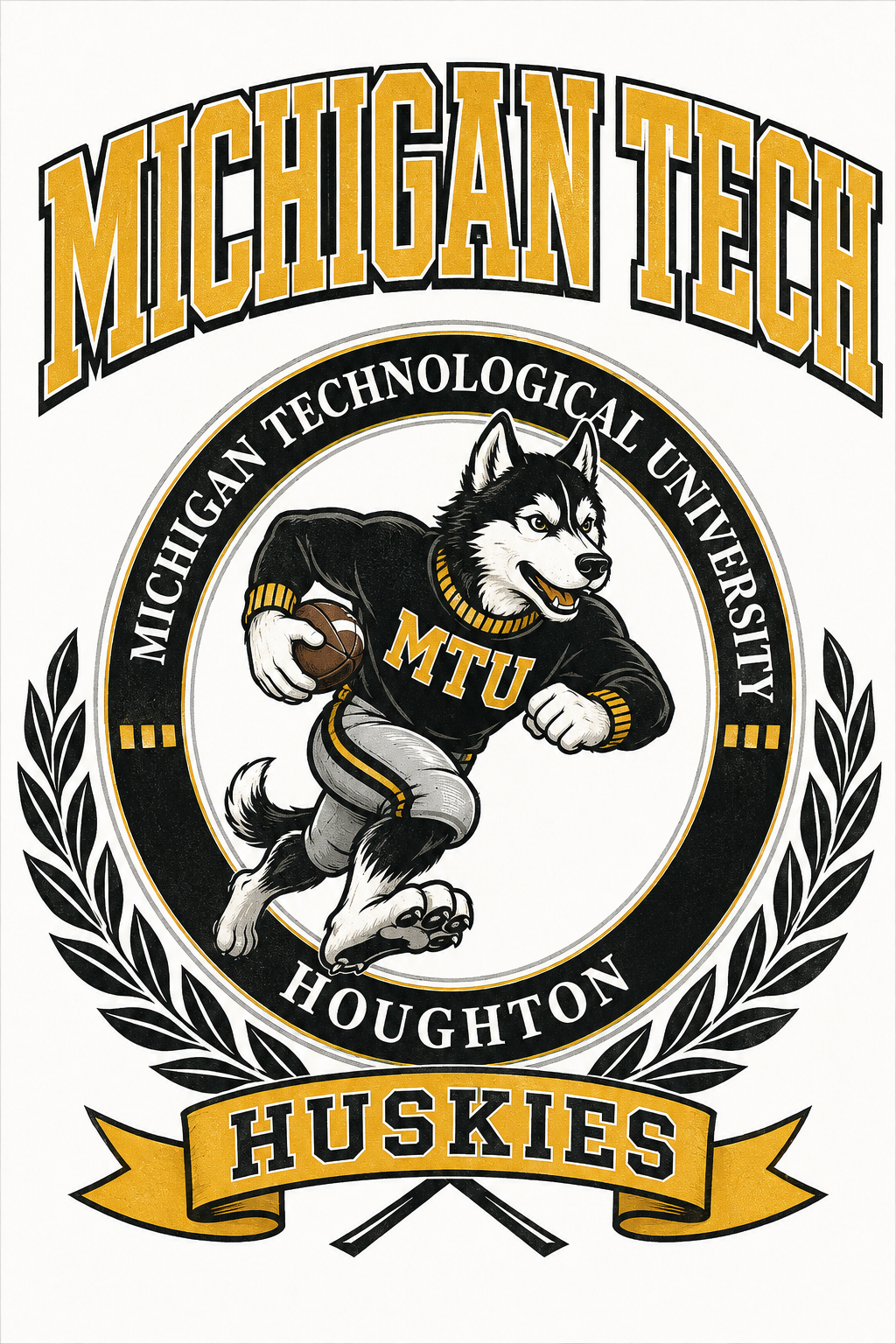 Michigan Tech Huskies Retro-Style Wall Art Print