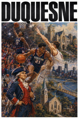 Duquesne Basketball Pittsburgh Collage Wall Art Print