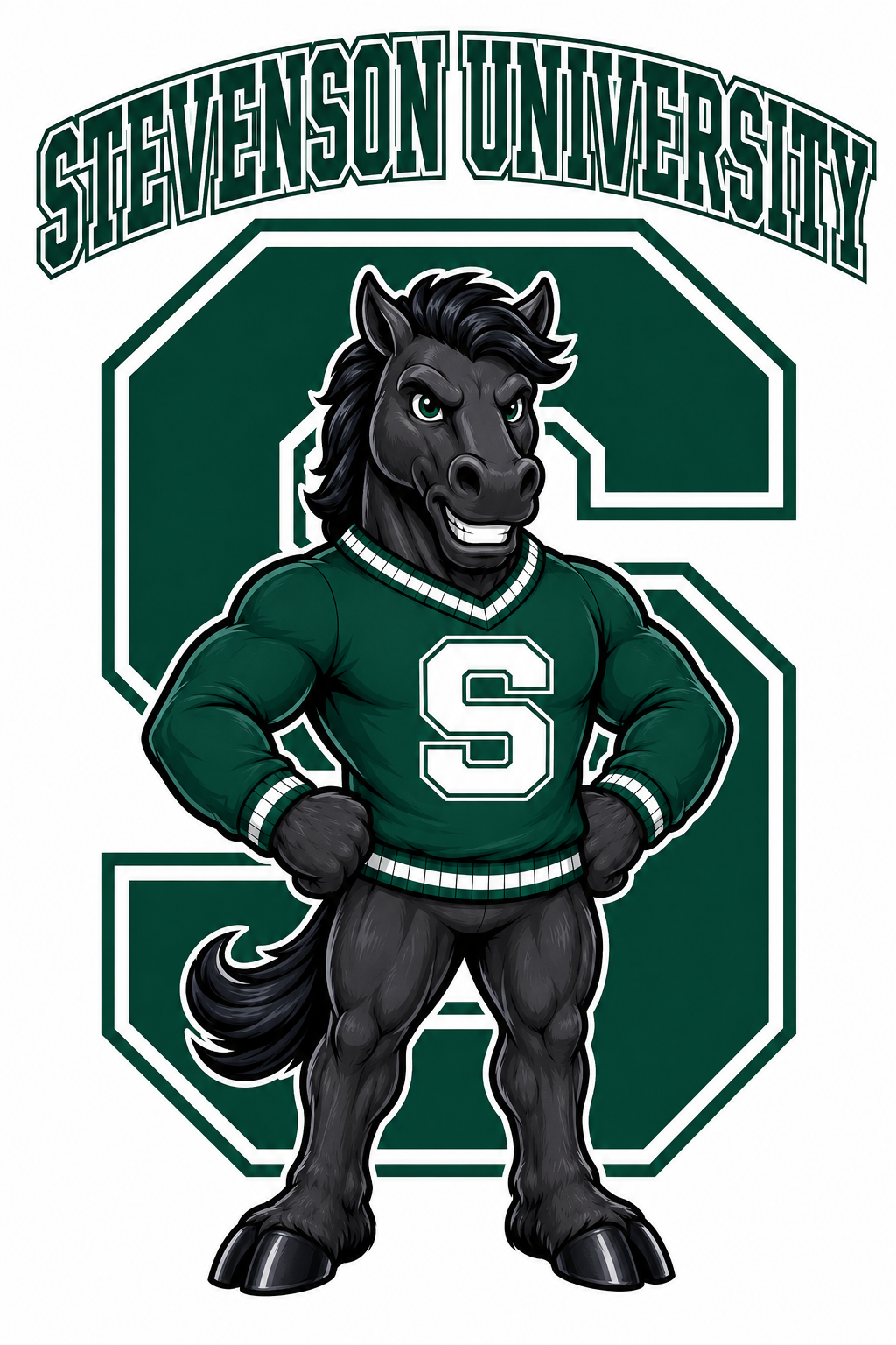 Stevenson University Horse Mascot Green Graphic