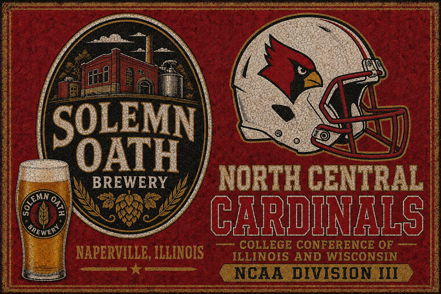 Solemn Oath Brewery North Central Cardinals Vintage-Style Sign
