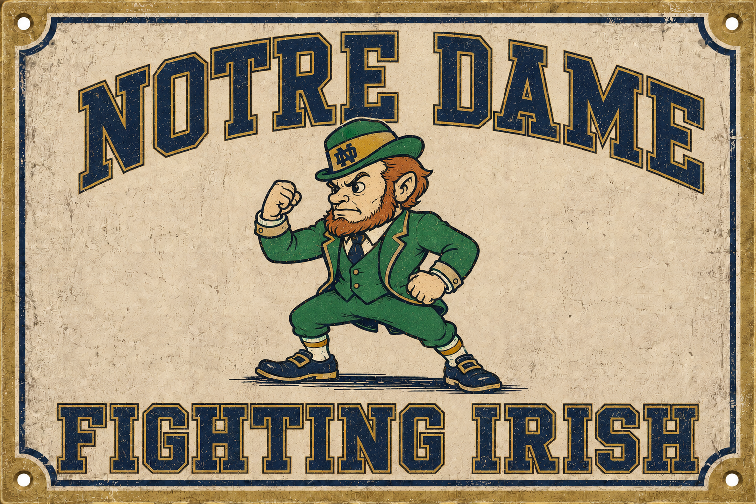 Notre Dame Fighting Irish Leprechaun Vintage-Style Wall Sign