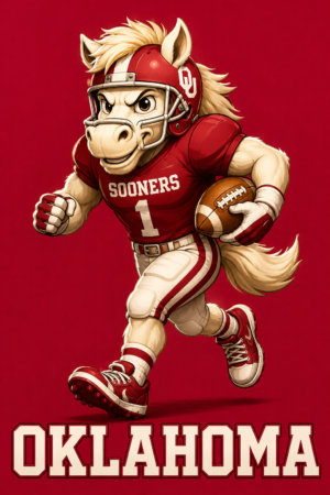 Oklahoma Sooners-Style Football Horse Wall Art
