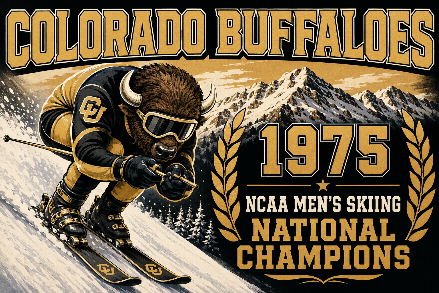 Colorado Buffaloes 1975 Skiing Champions Wall Art