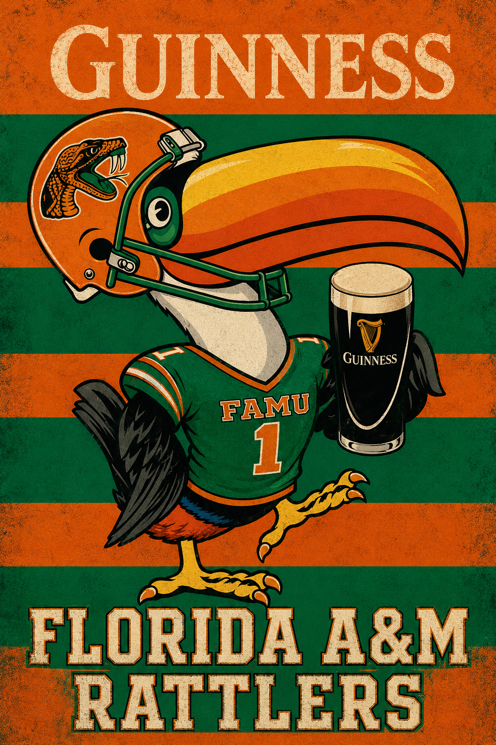 Guinness-Style Florida A&M Rattlers Football Wall Art