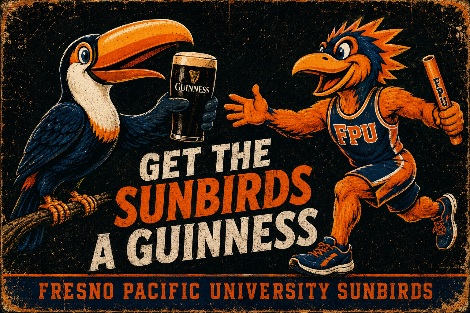 Fresno Pacific Sunbirds Guinness Vintage-Style Wall Sign