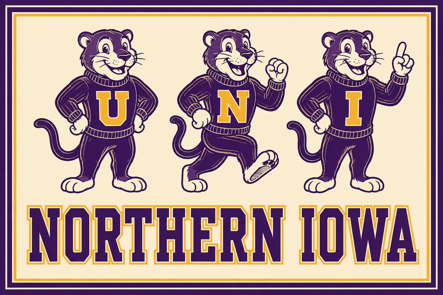 Northern Iowa Purple and Gold Panther Wall Art