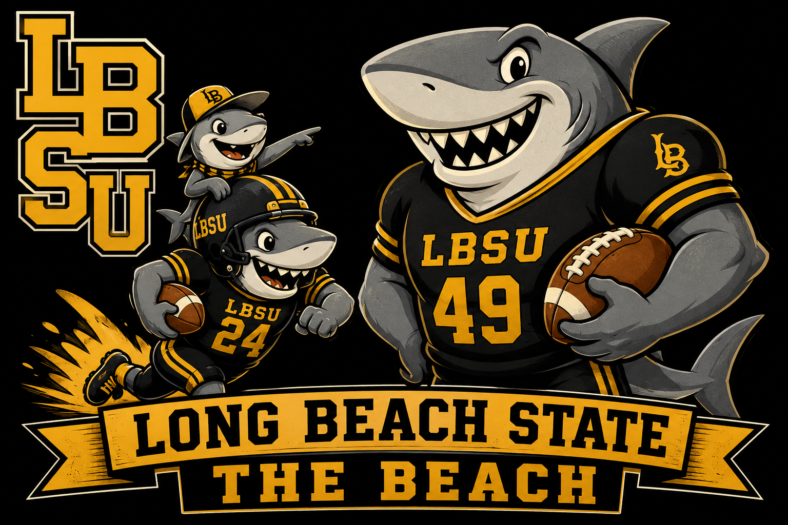 Long Beach State Sharks Football Graphic Wall Art