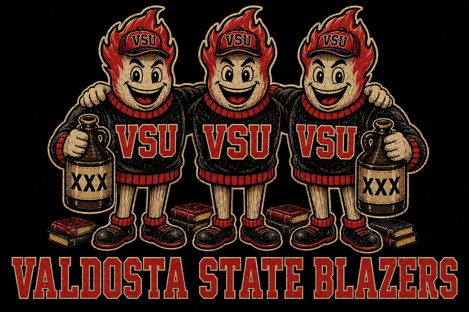Valdosta State Blazers Three Mascot Vintage Graphic