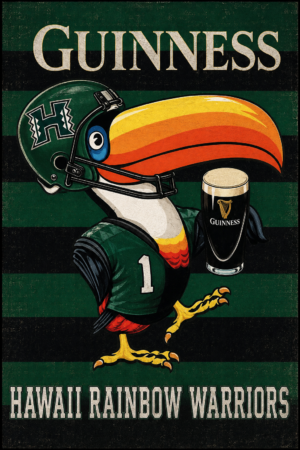 Guinness Hawaii Rainbow Warriors Football Wall Art