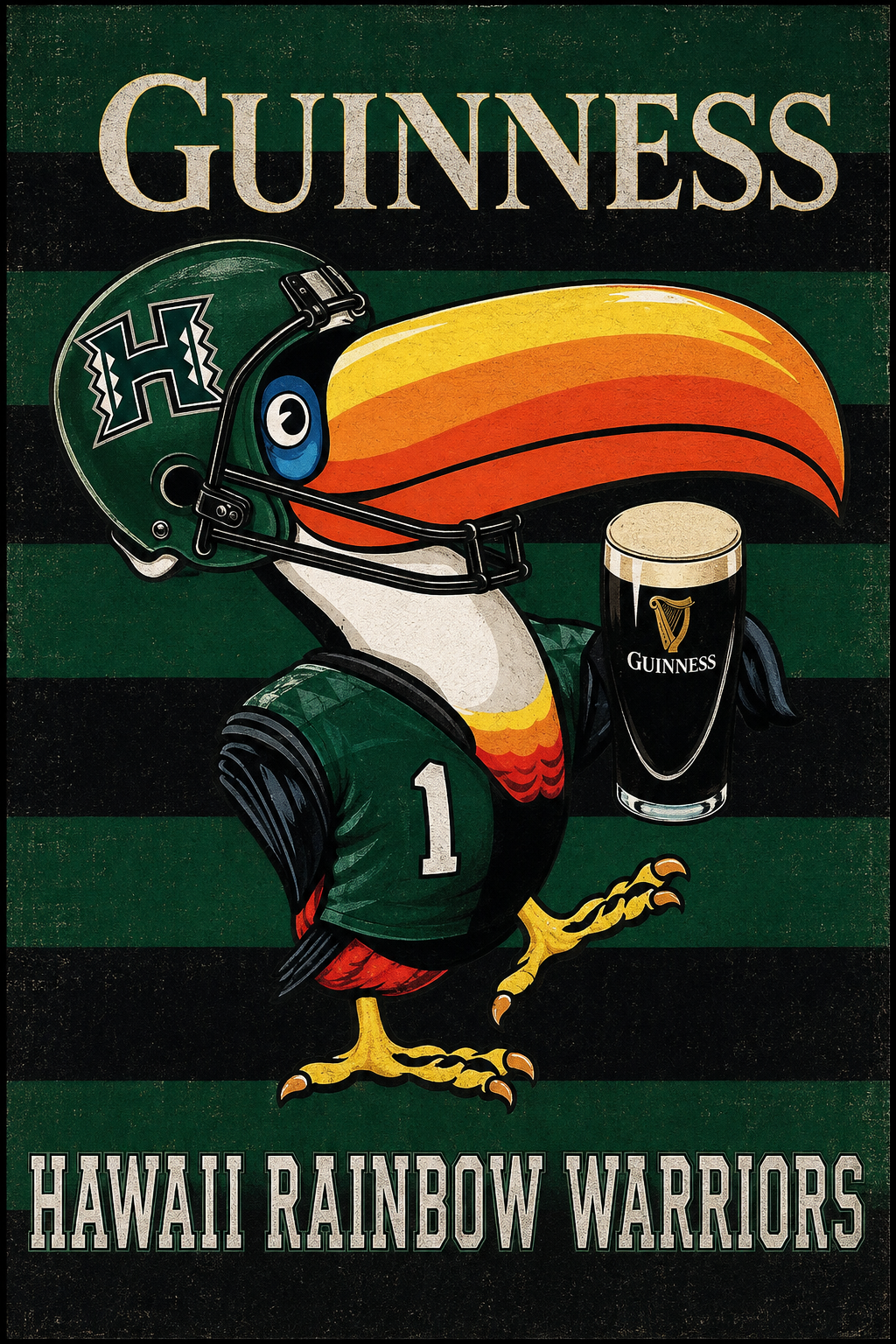Guinness Hawaii Rainbow Warriors Football Wall Art