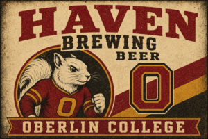 Retro Oberlin College Brewing Beer Illustrated Wall Art