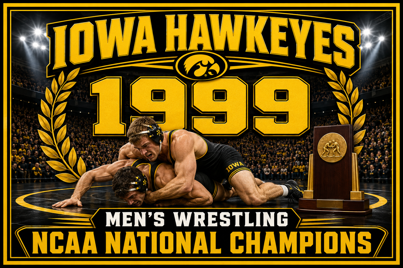 Iowa Hawkeyes 1999 Men’s Wrestling Championship Wall Art