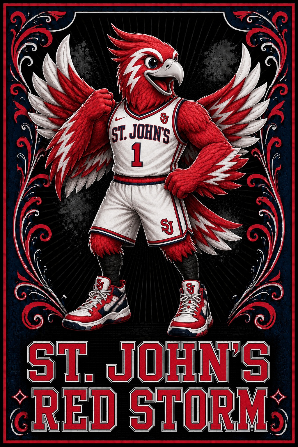 St. John’s Red Storm Cardinal Basketball Wall Art