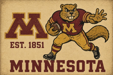 Vintage-Style Minnesota Bear Football Wall Art