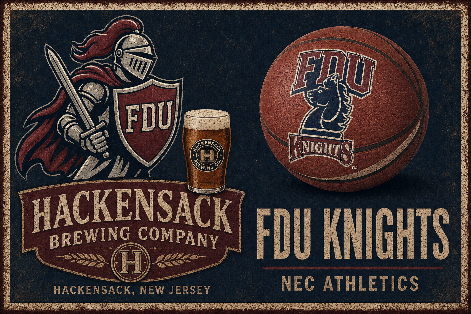 FDU Knights Hackensack Brewing Co. Vintage Style Wall Art
