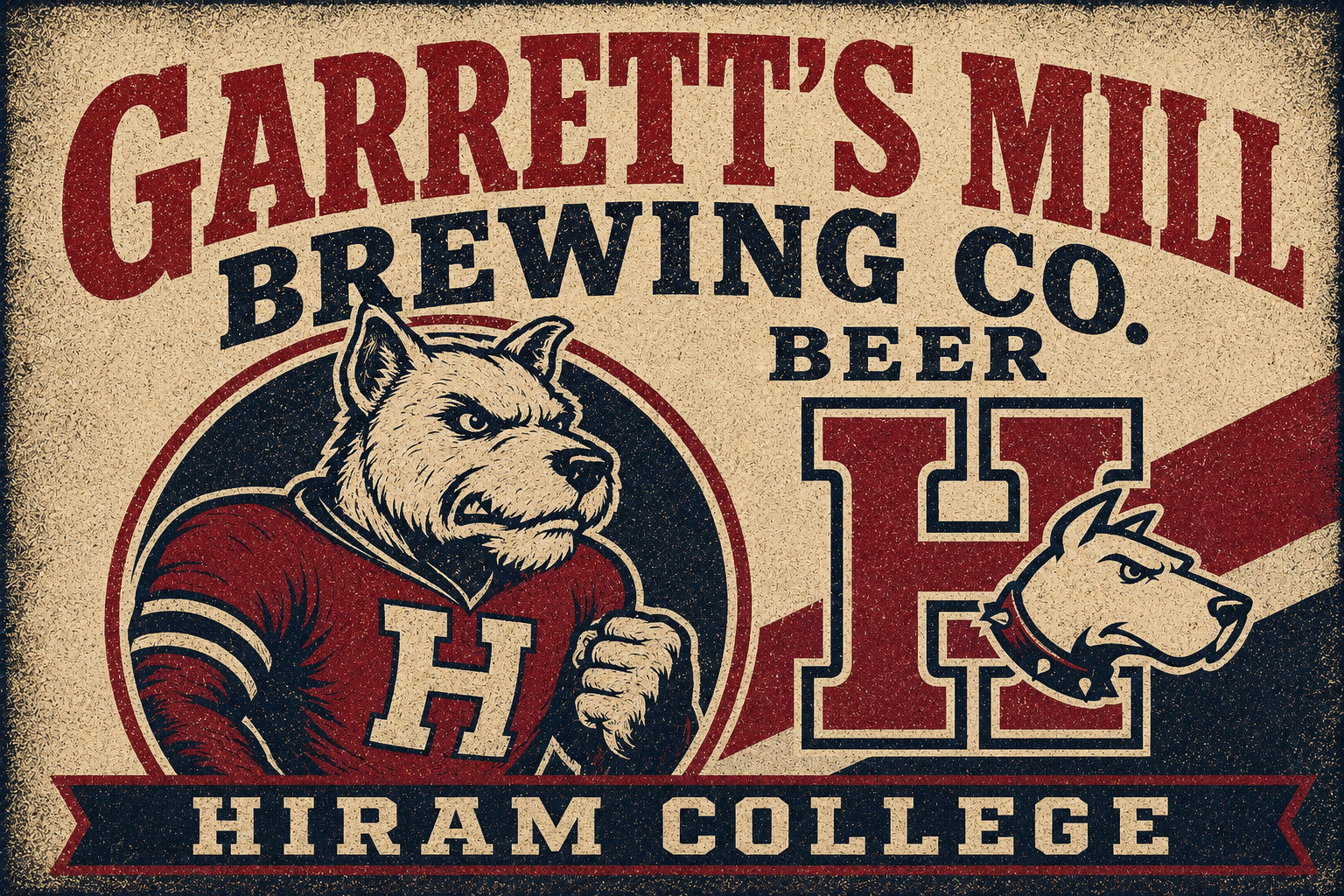 Garrett’s Mill Brewing Co. Hiram College Bulldog Sign Art