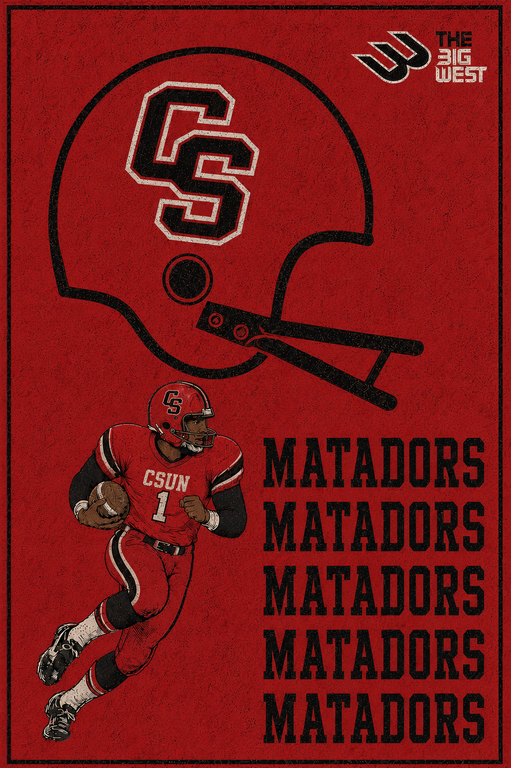 CSU Matadors Football Red Helmet Wall Art Poster