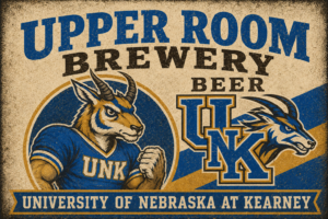 Upper Room Brewery Nebraska-Kearney Blue and Gold Wall Art