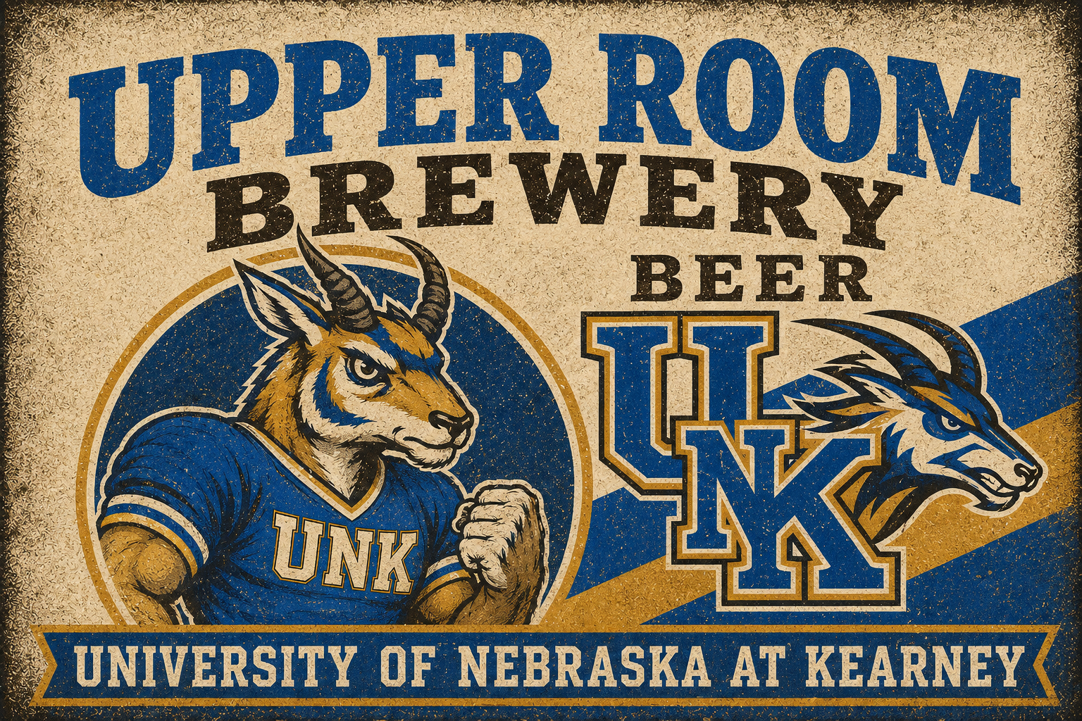 Upper Room Brewery Nebraska-Kearney Blue and Gold Wall Art