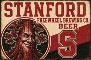 Stanford Freewheel Brewing Co. Beer Vintage-Style Sign
