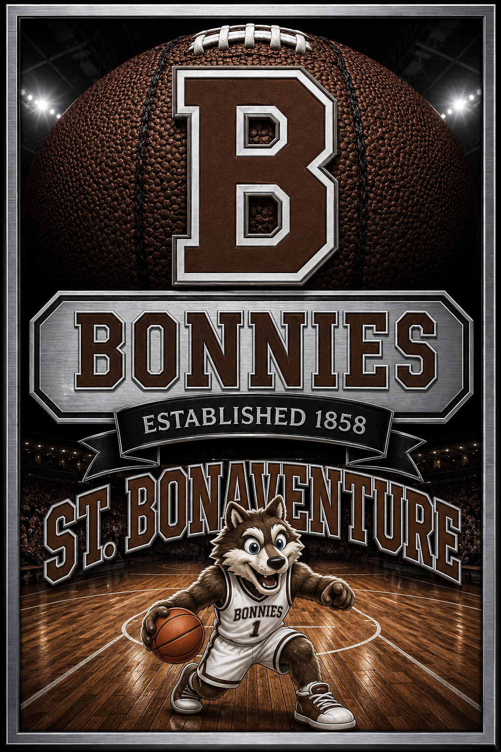 Bonnies Basketball Wolf Mascot Sports Wall Art