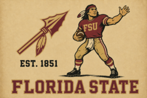 Vintage-Style Florida State Football Player Wall Art