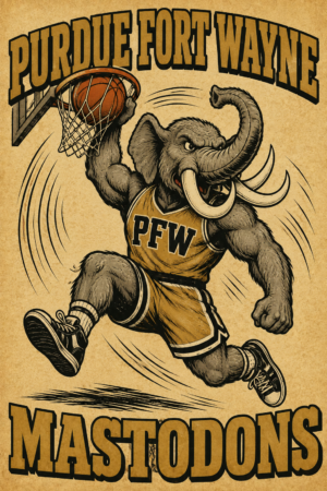 Purdue Fort Wayne Mastodons Basketball Mascot Wall Art