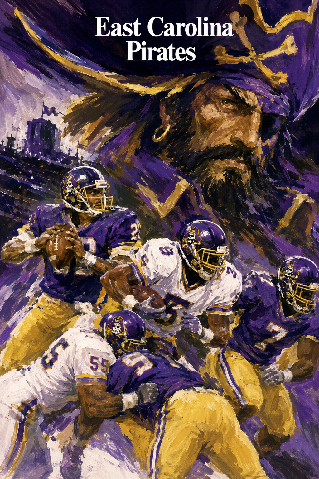 East Carolina Pirates Football Team Painted Poster