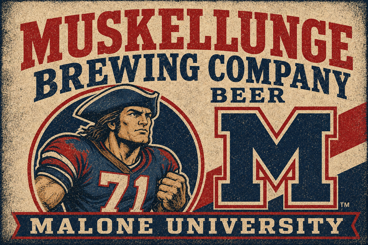 Malone University Muskellunge Brewing Company Football Wall Art