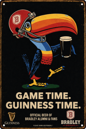 Game Time Guinness Time Bradley Braves-Themed Wall Sign