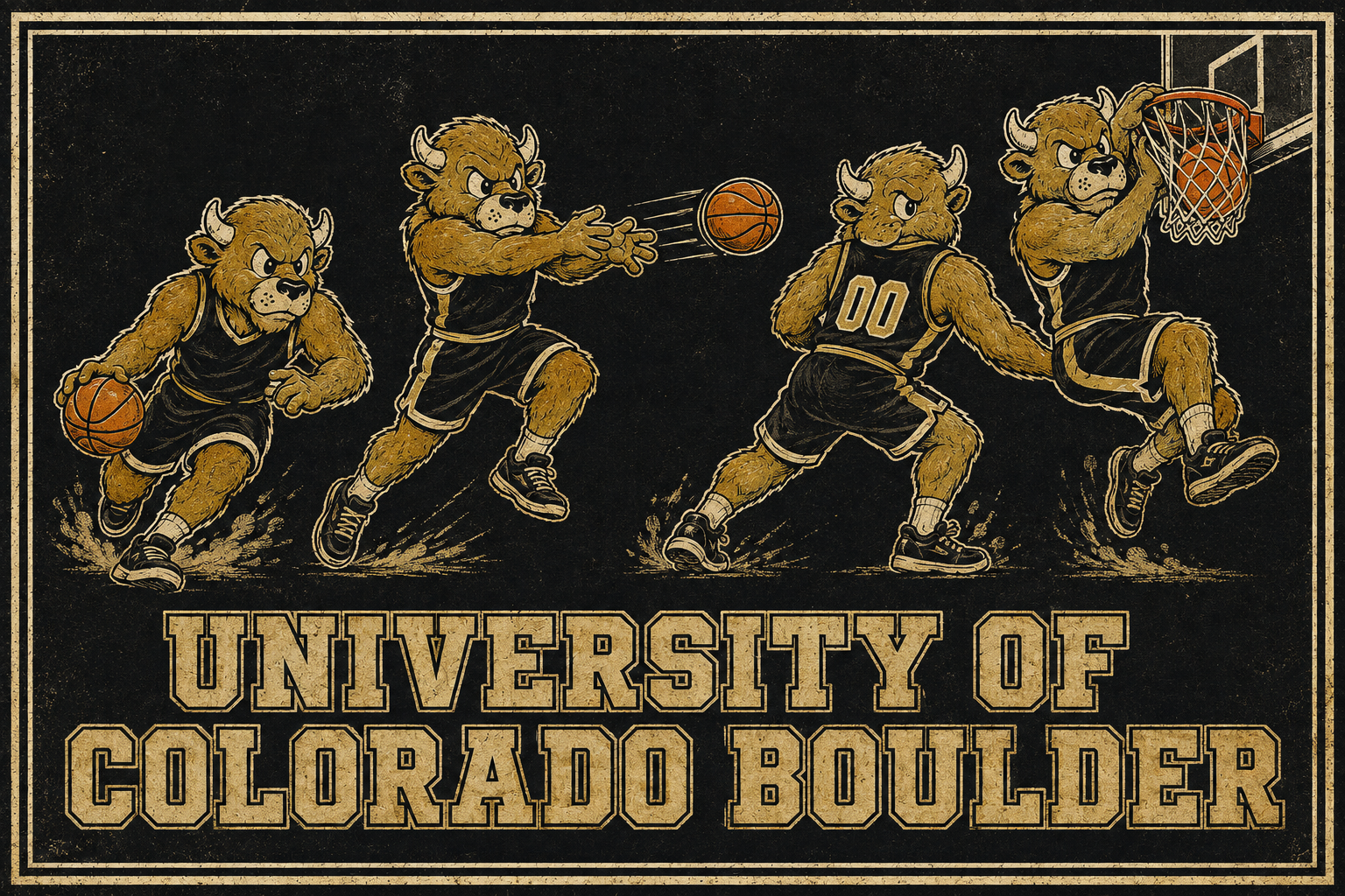 University of Colorado Buffalo Basketball Vintage-Style Wall Art