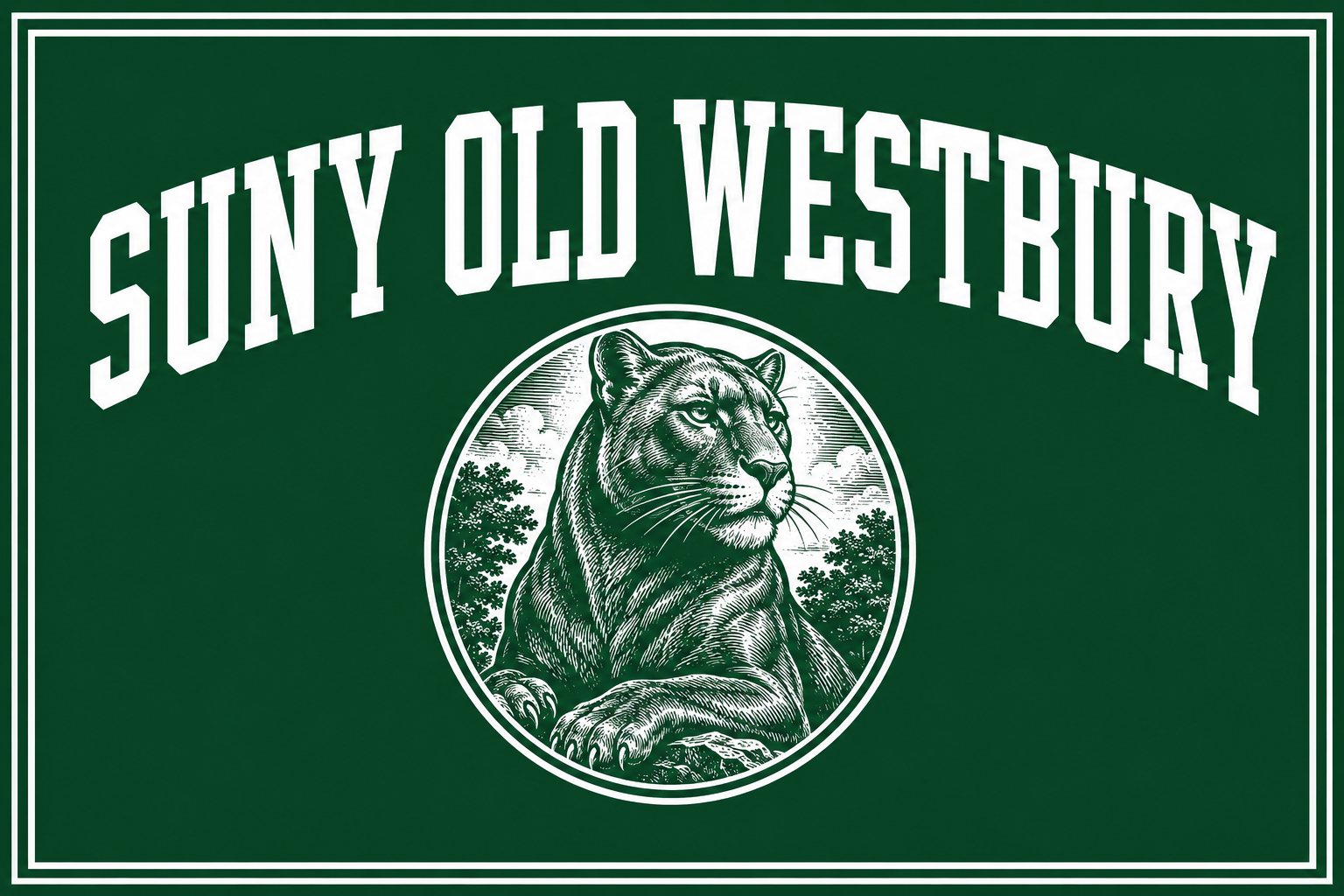 SUNY Old Westbury Big Cat Green Wall Art