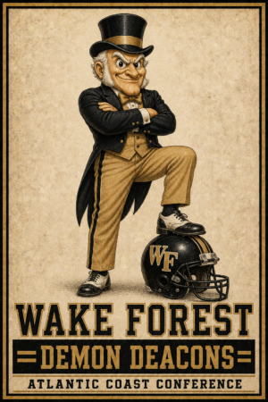 Wake Forest Demon Deacons Vintage-Style Football Wall Art