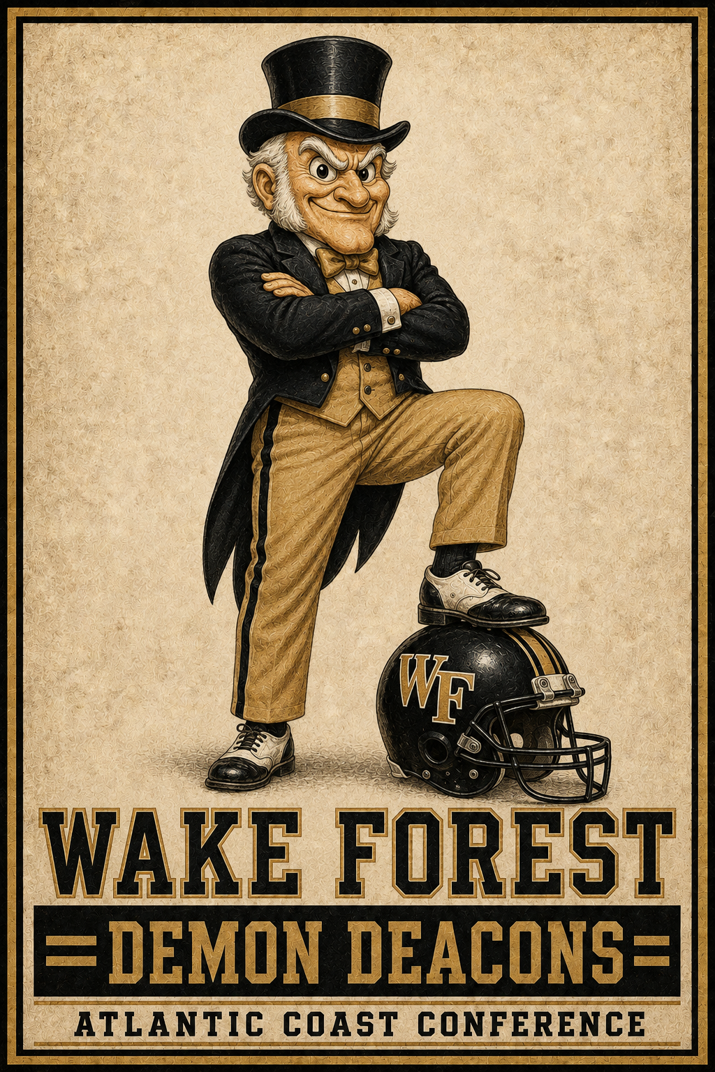 Wake Forest Demon Deacons Vintage-Style Football Wall Art