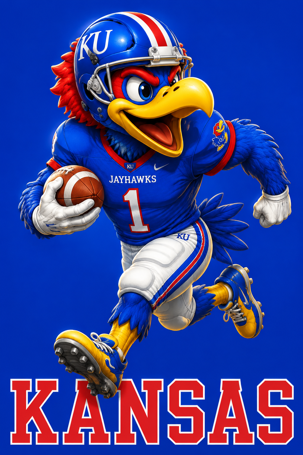 Kansas Jayhawks Football Mascot Action Illustration