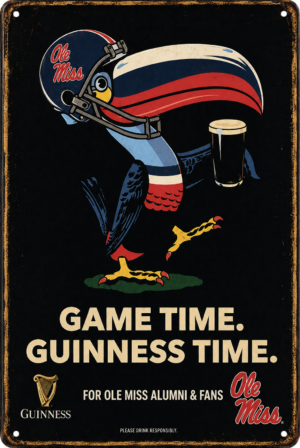 Ole Miss Game Time Guinness Football Metal Sign