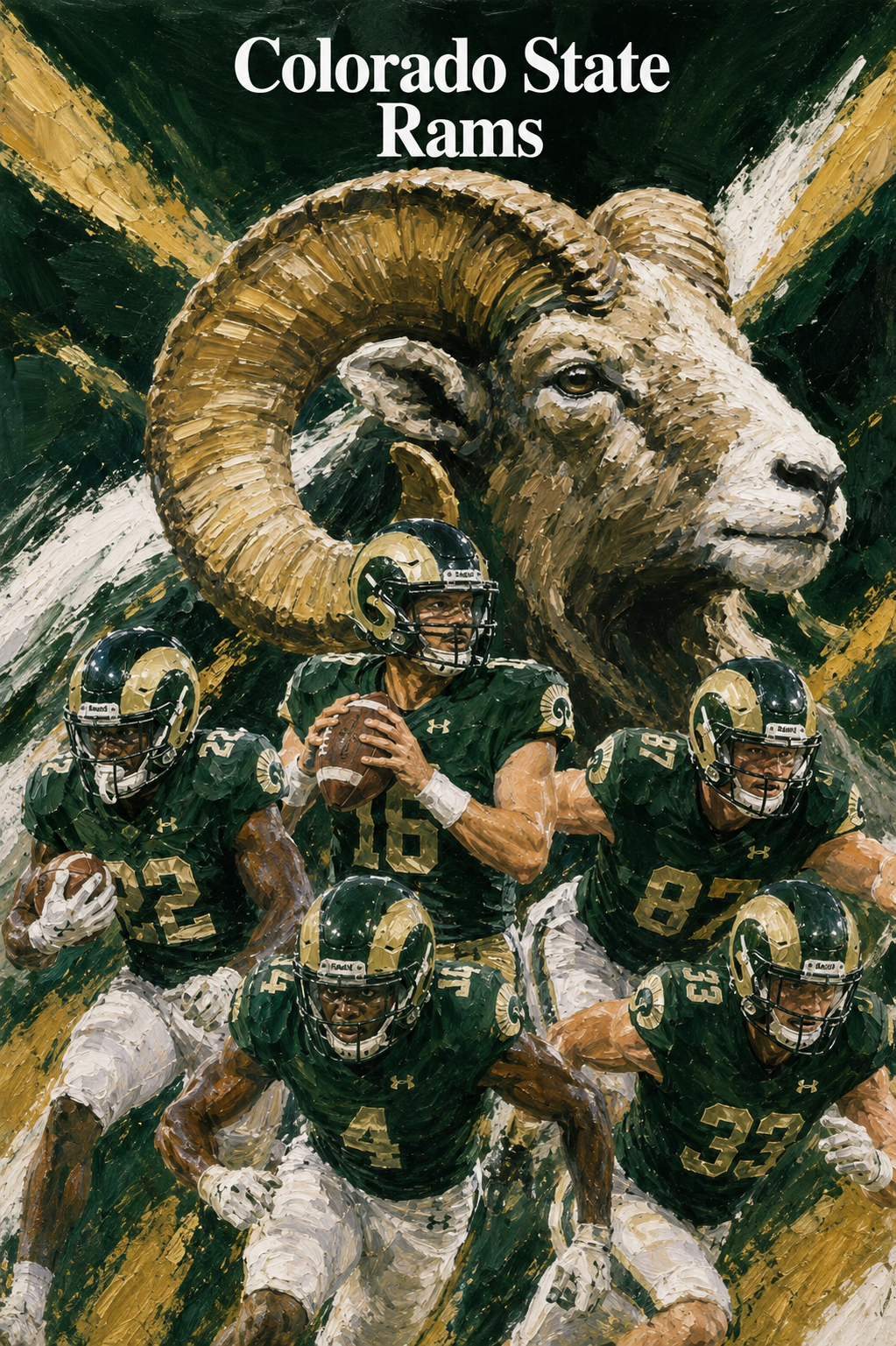 Colorado State Rams Football Team Ram Artwork