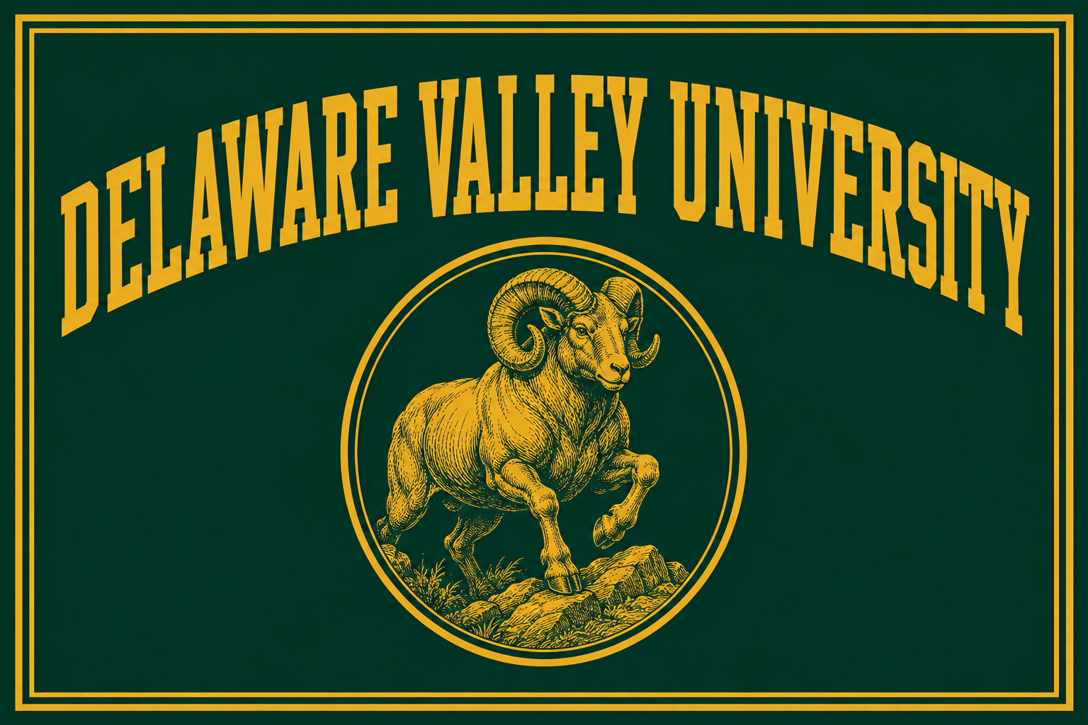 Delaware Valley University Ram Green and Gold Wall Art