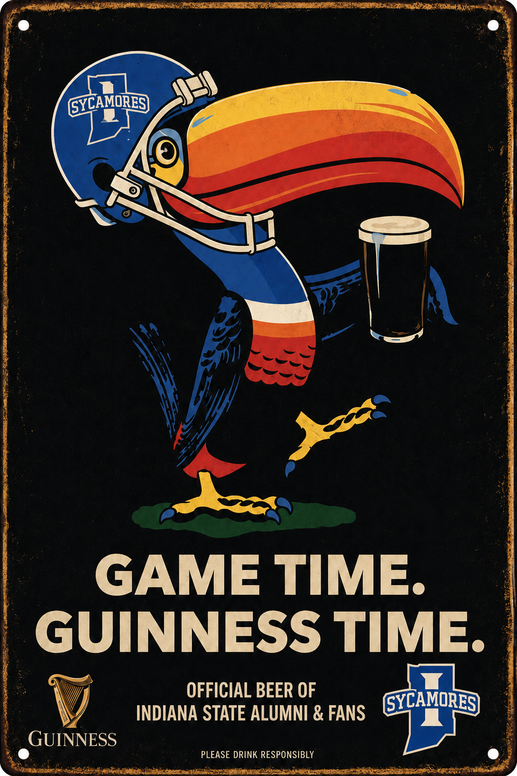 Indiana State Sycamores Guinness Game Time Wall Sign