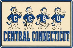 Central Connecticut Blue Devil-Inspired Retro Wall Art